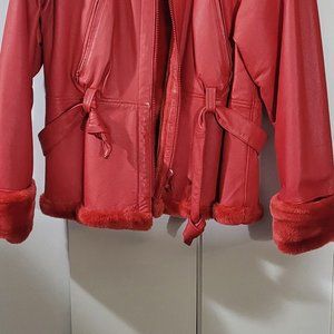 SUPER CUTE FULLY LINED RED LADIES BOMBER JACKET